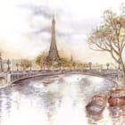 Miniatura fototapety Most nad Sekwaną z Wieżą Eiffla