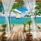 Miniatura fototapety Widok z tarasu na tropikalną plażę