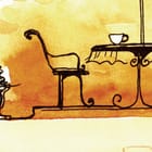 Miniatura fototapety Taras z latarniami i stolikiem fragment #1