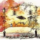 Miniatura fototapety Taras z latarniami i stolikiem