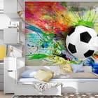 Miniatura fototapety Piłka Nożna na Tle Graffiti - aranżacja w pokoju nastolatka