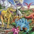 Miniatura fototapety Dinozaury wśród bujnej roślinności
