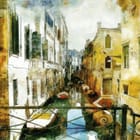 Miniatura fototapety Kanał z łodziami i kamienicami