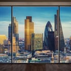 Miniatura fototapety Panorama miasta przez okno