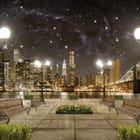Miniatura fototapety Nocna panorama miasta z mostem