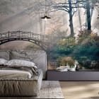 Miniatura fototapety Mostek nad spokojną wodą we wnętrzu sypialni