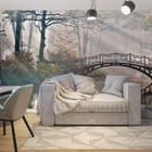 Miniatura fototapety Mostek nad spokojną wodą we wnętrzu pokoju nastolatka