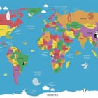 Miniatura fototapety Kolorowa mapa świata dla dzieci