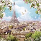 Miniatura fototapety Wieża Eiffla wśród kwiatów
