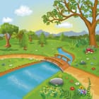 Miniatura fototapety Drewniany mostek nad strumieniem