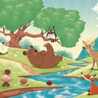 Miniatura fototapety Zwierzęta w lesie nad rzeką