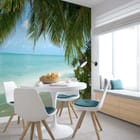 Miniatura fototapety Plaża z palmami i oceanem - aranżacja w kuchni