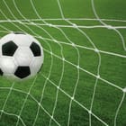 Miniatura fototapety Piłka nożna w siatce bramki