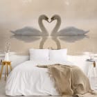 Miniatura fototapety Łabędzie w delikatnej mgle we wnętrzu sypialni