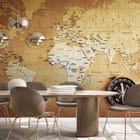 Miniatura fototapety Stara mapa świata z kompasem we wnętrzu biura