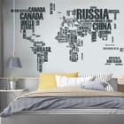 Miniatura fototapety Typograficzna Mapa Świata we wnętrzu pokoju nastolatka