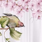 Miniatura fototapety Flamingi w kwiecistym otoczeniu - realne zdjęcie w rolce