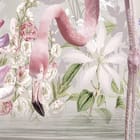 Miniatura fototapety Flamingi w kwiecistym otoczeniu - jakość wydruku i struktura materiału
