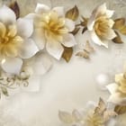 Miniatura fototapety Kwiaty 3D z liśćmi i ornamentami