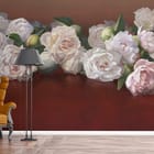 Miniatura fototapety Bukiet białych piwonii na ciemnym tle - aranżacja w przedpokoju