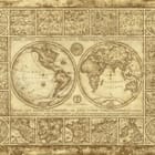 Miniatura fototapety Stara mapa świata z ilustracjami