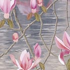 Miniatura fototapety Flamingi w wodzie z magnoliami - jakość wydruku i struktura materiału