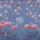 Miniatura fototapety Flamingi wśród kwitnących magnolii