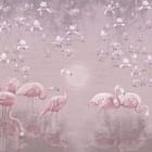 Miniatura fototapety Flamingi w wodzie z magnoliami