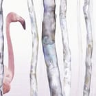 Miniatura fototapety Las z flamingami wśród drzew - realne zdjęcie w rolce