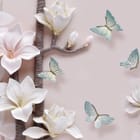 Miniatura fototapety Gałąź magnolii z motylami