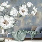 Miniatura fototapety Magnolie na gałęzi z zielonymi liśćmi - aranżacja w salonie