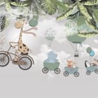 Miniatura fototapety Zwierzęta na rowerze z przyczepkami
