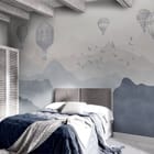 Miniatura fototapety Balony nad górskimi pasmami - aranżacja w sypialni
