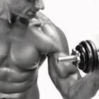 Miniatura fototapety Mężczyzna z ciężarkiem na siłowni