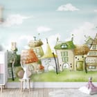Miniatura fototapety Kolorowe Fantazyjne Domki - aranżacja w pokoju dziecka