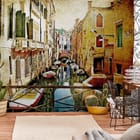 Miniatura fototapety Kanał w Wenecji z Mostem - aranżacja w salonie