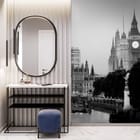 Miniatura fototapety Wieża zegarowa Londynu nad rzeką - aranżacja w przedpokoju