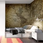 Miniatura fototapety Stara Mapa Świata z Kontynentami - aranżacja w pokoju nastolatka