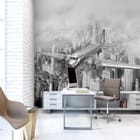 Miniatura fototapety Samolot nad miejską panoramą - aranżacja w biurze