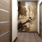 Miniatura fototapety Ławki w parku o poranku - aranżacja w przedpokoju