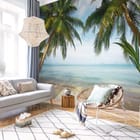 Miniatura fototapety Palmy nad piaszczystą plażą - aranżacja w salonie