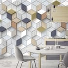 Miniatura fototapety Geometryczny wzór z sześcianów - aranżacja w kuchni
