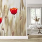 Miniatura fototapety Czerwone maki na tle zboża we wnętrzu salonu