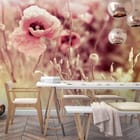 Miniatura fototapety Kwiaty maku na pastelowej łące we wnętrzu kuchni