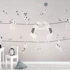 Miniatura fototapety Zabawne psy na linach z balonami - aranżacja w pokoju dziecka