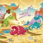 Miniatura fototapety Kolorowe dinozaury na pustyni