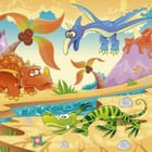 Miniatura fototapety Kolorowe Dinozaury w Krajobrazie