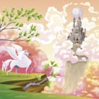 Miniatura fototapety Pegaz na Zielonej Łące z Zamkiem