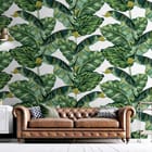Miniatura fototapety Zielone liście bananowca - aranżacja w salonie