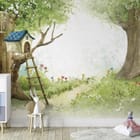 Miniatura fototapety Domek na drzewie z drabiną we wnętrzu pokoju dziecka